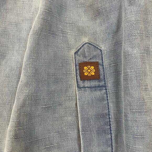 Tori Richard Honolulu Shirt XL Blue Silk Linen Long Sleeve Button Front Casual - Picture 9 of 10